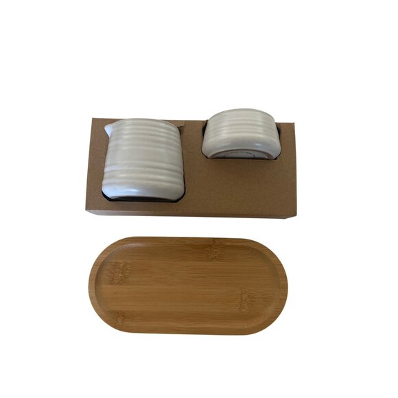 Nespresso Stoneware Milk Jug & Sugar Bowl Set With Bamboo Tray - Picture 2 of 4